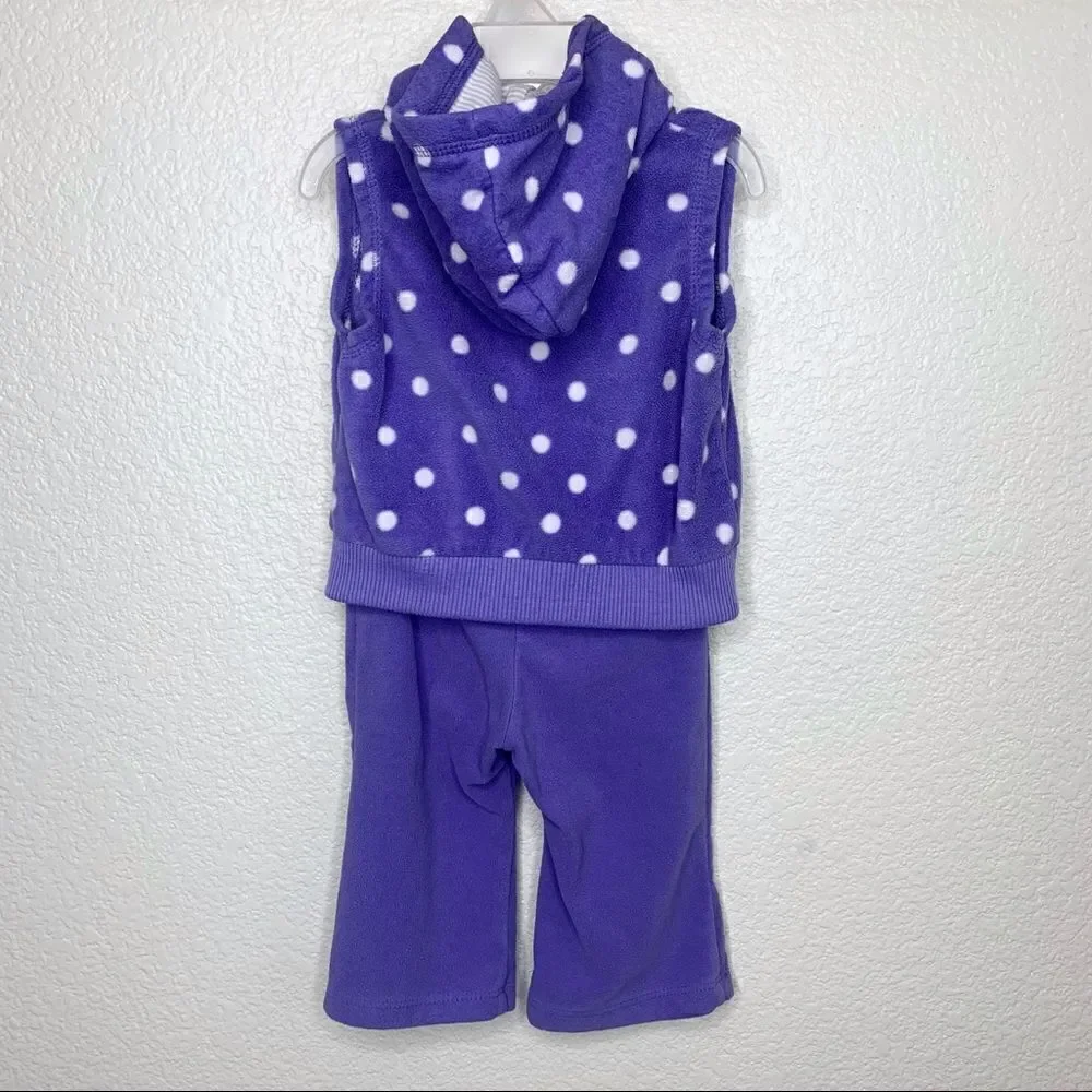 Carter’s 9 Months Baby Girl Fall/Winter Purple Fleece Vest & Pants Set